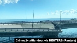 Пошкоджений Керченський міст, липень 2023 року