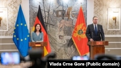 Ministri vanjskih poslova Njemačke i Crne Gore Analena Berbok i Filip Ivanović, Podgorica, 4. marta 2024.