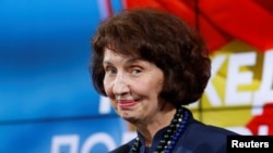 Гордана Силяновска-Давкова по време на пресконференция на ВМРО по повод избирането ѝ за президент на Северна Македония.