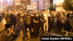 Акцыя пратэсту ў Менску ў ноч з 9 на 10 жніўня