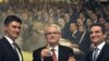 Hrvatski predsjednik Ivo Josipović, premijer Zoran Milanović i predsjednik Sabora Zoran Šprem nakon objavljivanja rezultata referenduma u Hrvatskoj, siječanj 2012.