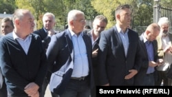 Demokratski front drži konferenciju za medije ispred ambasade SAD u Pogdorici, oktobar, 2016. 