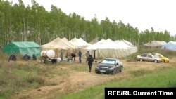 Палаточные лагеря в Бузулукском районе Оренбургской области РФ, где проживают мигранты из Кыргызстана.