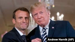 Президент Франції Емманюель Макрон та президент США Дональд Трамп, Вашингтон, 24 квітня 2018 року 