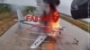 Скриншот из видео ударов СБУ по самолетам стратегической авиации России на аэродроме «Белая» в Иркутской области России