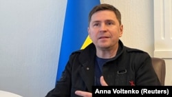 UKRAINE – Presiential adviser Mykhailo Podolyak speaks during an interview with Reuters. Kyiv, October 6, 2022.