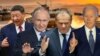 От ляво надясно: лидерите на Китай, Русия, Полша и САЩ през 2024 г. Си Дзин Пин, Владимир Путин, Доналд Туск и Джо Байдън. Колаж.