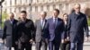 Прэм’ер-міністар Польшчы Дональд Туск, прэзыдэнт Украіны Ўладзімір Зяленскі, прэм’ер Вялікай Брытаніі Кір Стармэр, прэзыдэнт Францыі Эманюэль Макрон у Кіеве. 10 траўня 2025
