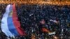 Sa jedne od protestnih litija protiv Zakona o slobodi vjeroispovijesti koje je organizovala Srpska pravoslavna crkva. Ispred Hrama Hristovog vaskrsenja u Podgorici, 14 juni 2020.