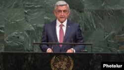 U.S. - Armenian President Serzh Sarkisian speaks at the UN General Assembly in New York, 19Sep2017.